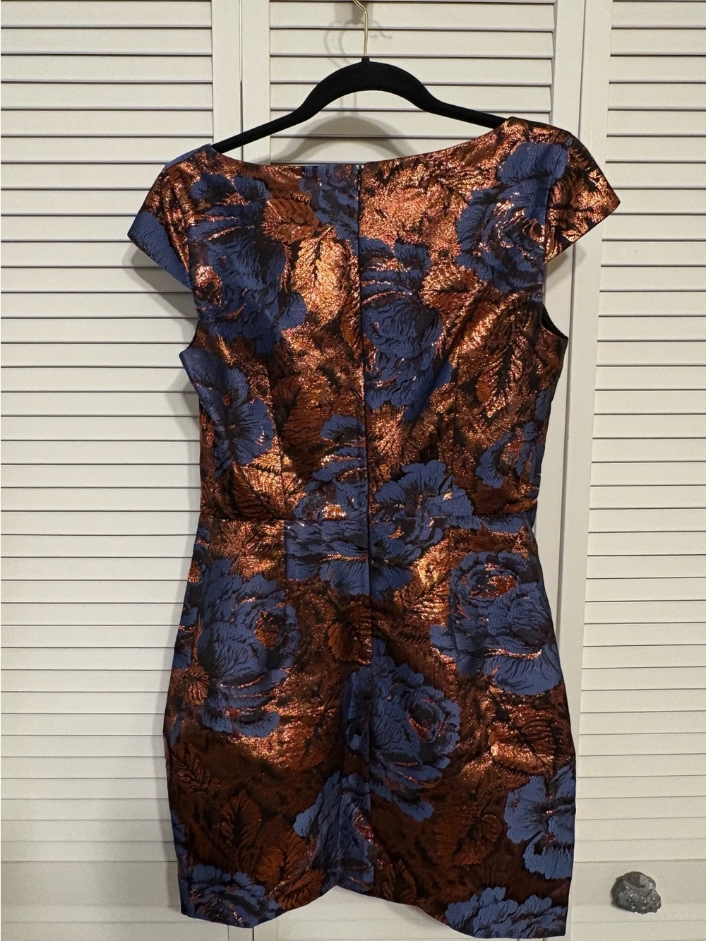 ASOS Copper and Blue Floral Brocade Mini Dress - Picture 5 of 5